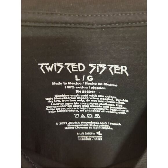 Twisted Sister Size Large (L) T Shirt Black - Picture 3 of 4